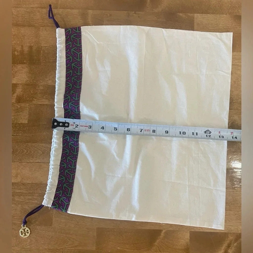 TORY‎ BURCH Dust Bag Canvas Draw String Purple and Green Like New